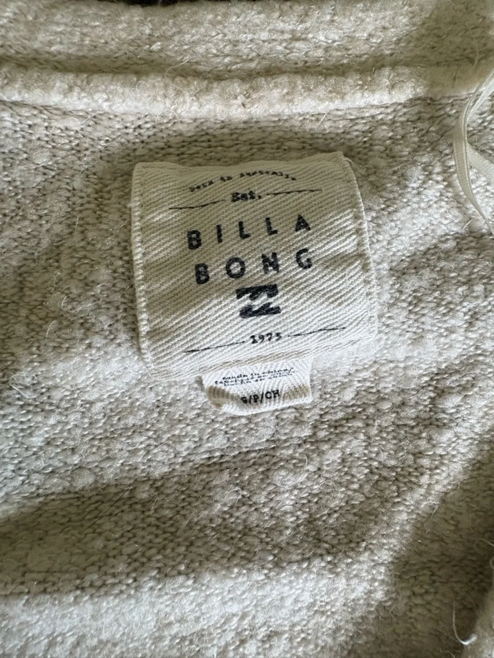 Billabong cream colored button sweater